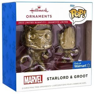 Hallmark Marvel Funko Pop Starlord and Groot Ornament Set